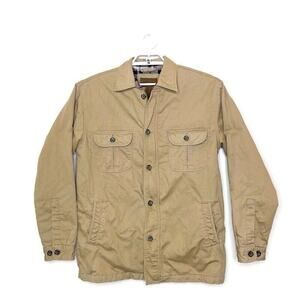 Vtg ST. JOHN'S BAY Men's Tan Cotton Flannel Lined Chore‎ Barn Coat Jacket Sz M